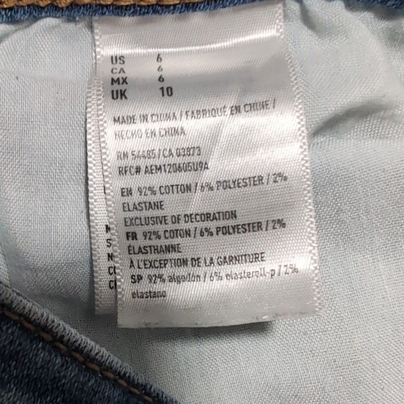 American Eagle High Rise Shortie Denim Jean Shorts Ripped Distressed Cuffed 6 - Picture 8 of 8